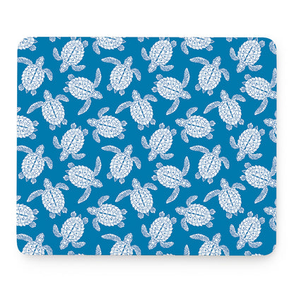Blue And White Sea Turtle Pattern Print Mouse Pad