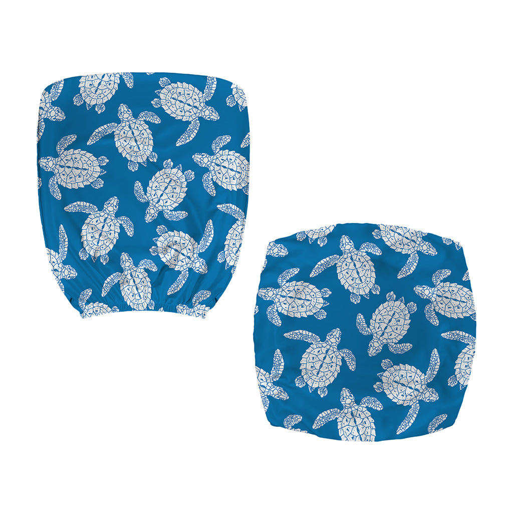 Blue And White Sea Turtle Pattern Print Office Chair Cover