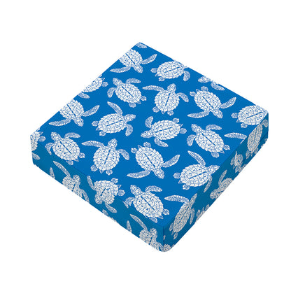 Blue And White Sea Turtle Pattern Print Outdoor Seat Cushion Cover