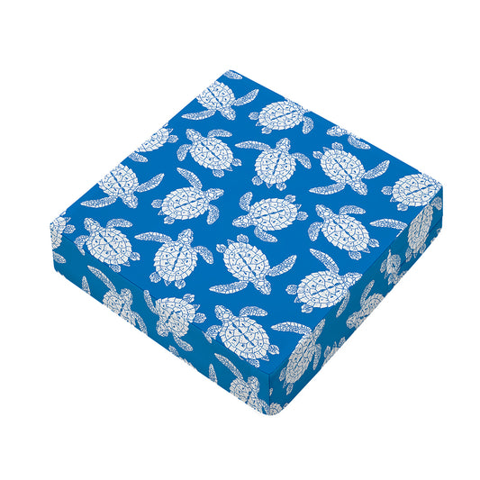 Blue And White Sea Turtle Pattern Print Outdoor Seat Cushion Cover