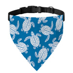 Blue And White Sea Turtle Pattern Print Over The Collar Dog Bandana