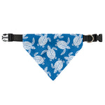 Blue And White Sea Turtle Pattern Print Over The Collar Dog Bandana