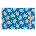 Blue And White Sea Turtle Pattern Print Placemat