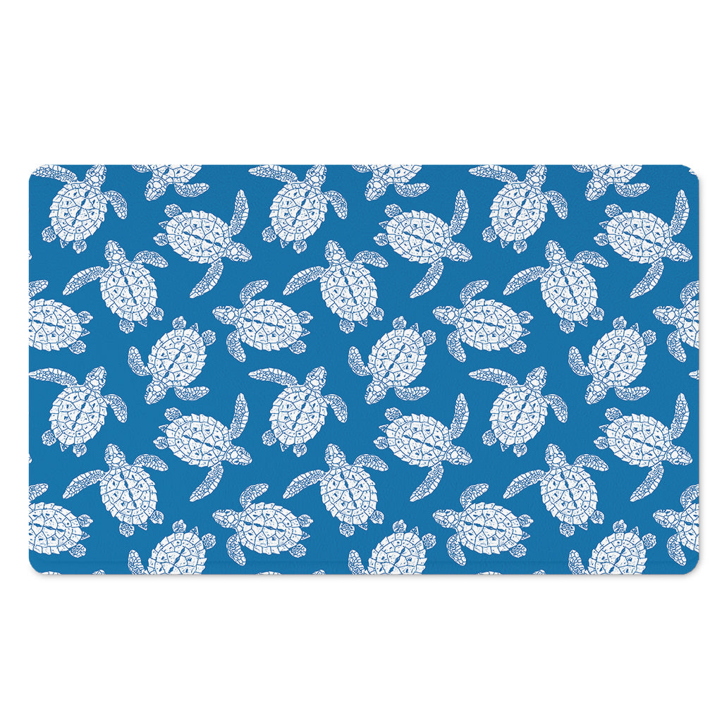 Blue And White Sea Turtle Pattern Print Polyester Doormat