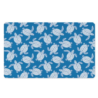 Blue And White Sea Turtle Pattern Print Polyester Doormat
