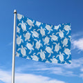 Blue And White Sea Turtle Pattern Print Polyester Flag