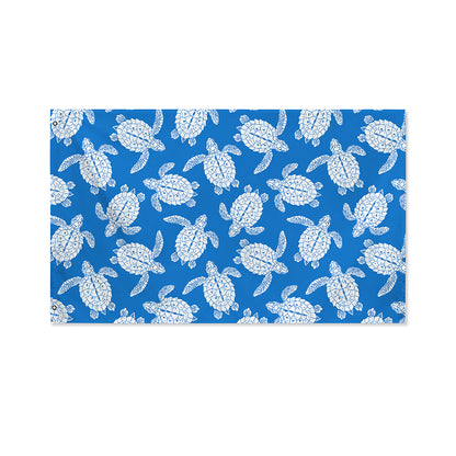 Blue And White Sea Turtle Pattern Print Polyester Flag