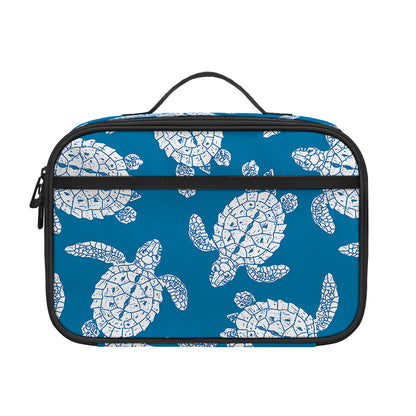 Blue And White Sea Turtle Pattern Print Portable Lunch Bag