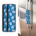 Blue And White Sea Turtle Pattern Print Refrigerator Handle Covers
