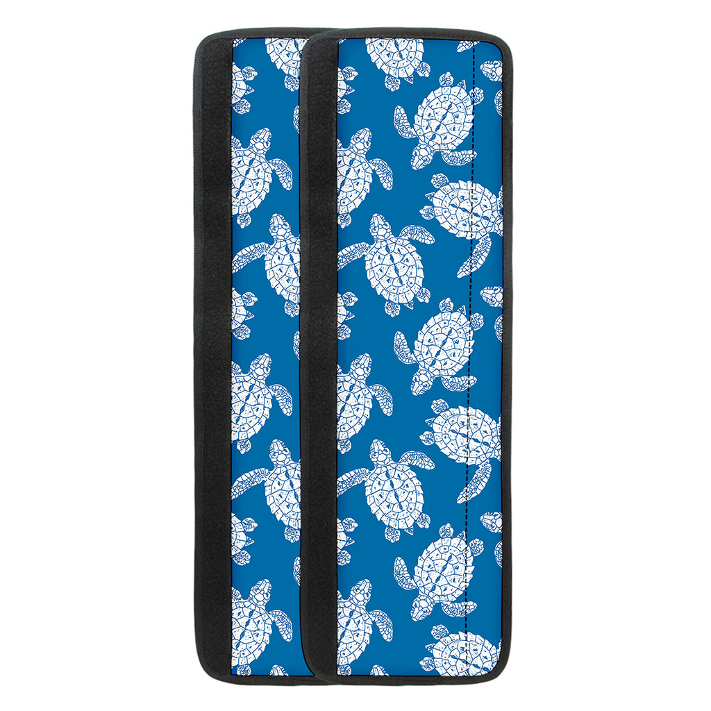 Blue And White Sea Turtle Pattern Print Refrigerator Handle Covers
