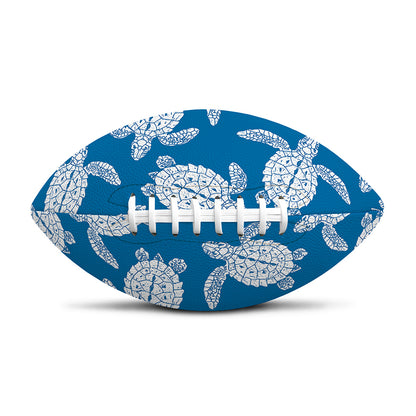 Blue And White Sea Turtle Pattern Print Rugby Ball