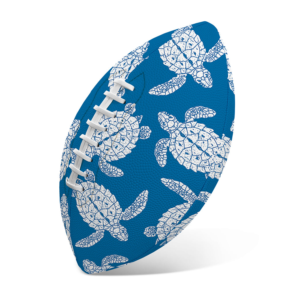 Blue And White Sea Turtle Pattern Print Rugby Ball