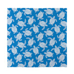 Blue And White Sea Turtle Pattern Print Silk Bandana