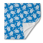 Blue And White Sea Turtle Pattern Print Silk Bandana