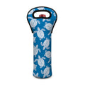 Blue And White Sea Turtle Pattern Print Single Neoprene Wine Tote