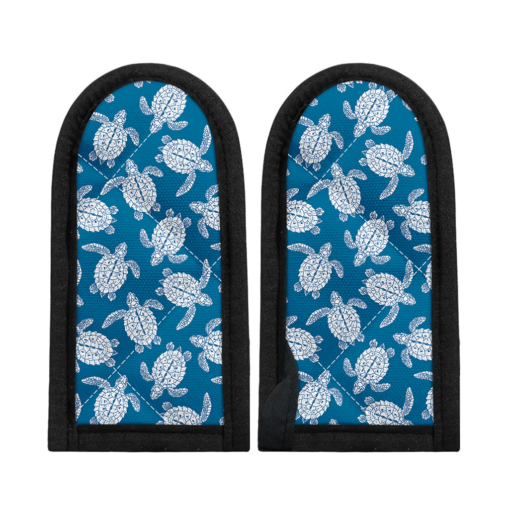Blue And White Sea Turtle Pattern Print Skillet Handle Cover