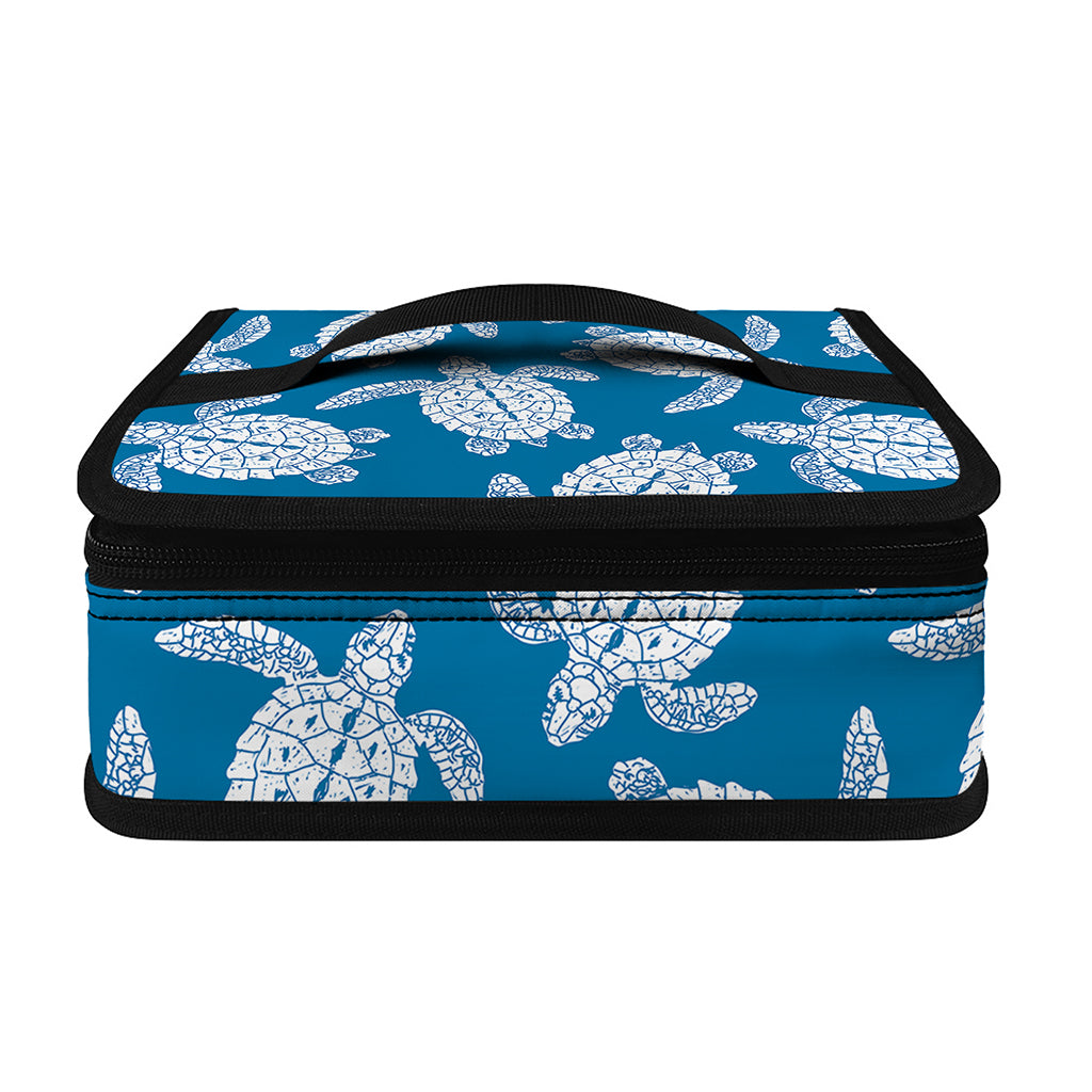 Blue And White Sea Turtle Pattern Print Small Lunch Bag