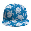 Blue And White Sea Turtle Pattern Print Snapback Cap