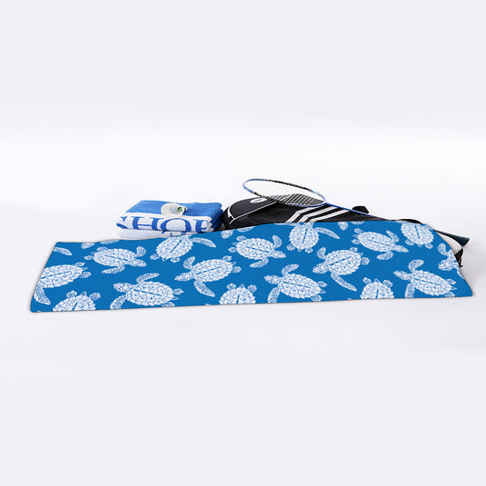 Blue And White Sea Turtle Pattern Print Sports Towel
