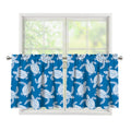 Blue And White Sea Turtle Pattern Print Tier Curtains