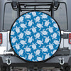 Blue And White Sea Turtle Pattern Print Tire Cover