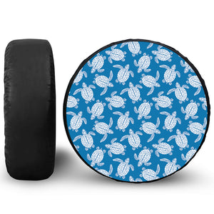 Blue And White Sea Turtle Pattern Print Tire Cover