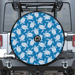 Blue And White Sea Turtle Pattern Print Tire Cover With Camera Hole