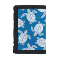 Blue And White Sea Turtle Pattern Print Trifold Wallet
