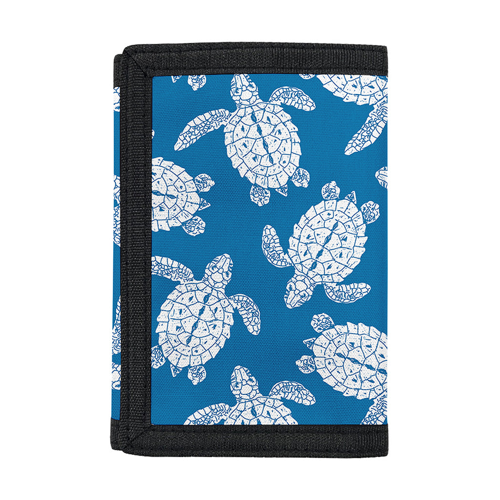 Blue And White Sea Turtle Pattern Print Trifold Wallet