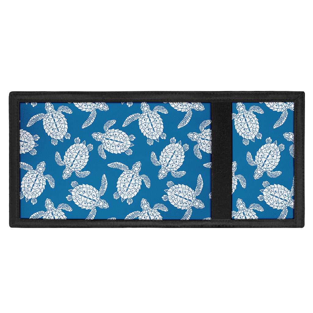 Blue And White Sea Turtle Pattern Print Trifold Wallet