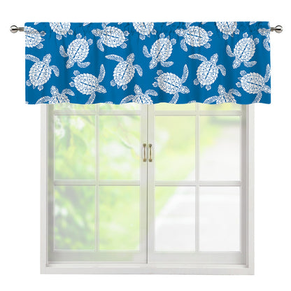 Blue And White Sea Turtle Pattern Print Window Valance
