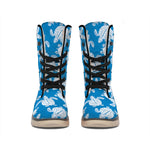 Blue And White Sea Turtle Pattern Print Winter Boots