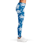 Blue And White Sea Turtle Pattern Print Women's Leggings