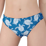 Blue And White Sea Turtle Pattern Print Women's Panties