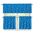 Blue And White Stethoscope Pattern Print 3 Piece Kitchen Curtains
