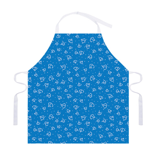 Blue And White Stethoscope Pattern Print Adjustable Apron