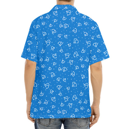 Blue And White Stethoscope Pattern Print Aloha Shirt