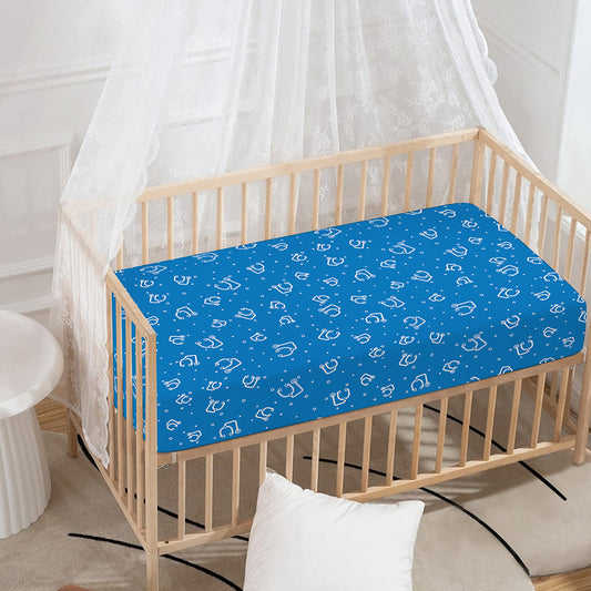 Blue And White Stethoscope Pattern Print Baby Crib Sheet