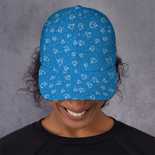 Blue And White Stethoscope Pattern Print Baseball Cap