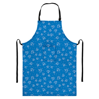 Blue And White Stethoscope Pattern Print Bib Apron With Pocket