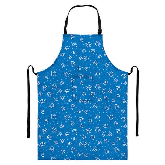 Blue And White Stethoscope Pattern Print Bib Apron With Pocket