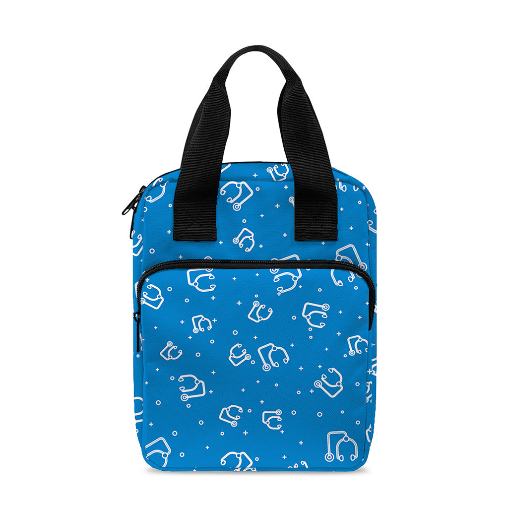 Blue And White Stethoscope Pattern Print Bible Tote Bag