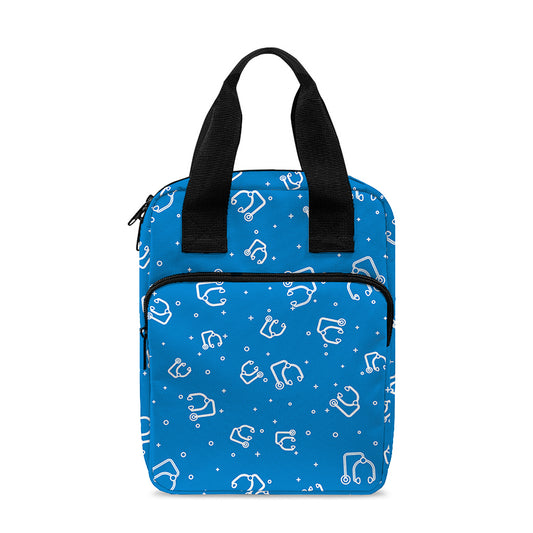 Blue And White Stethoscope Pattern Print Bible Tote Bag