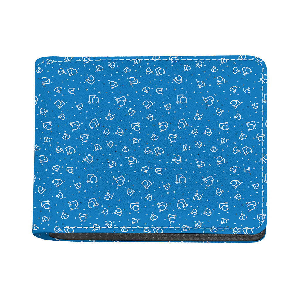 Blue And White Stethoscope Pattern Print Bifold Wallet