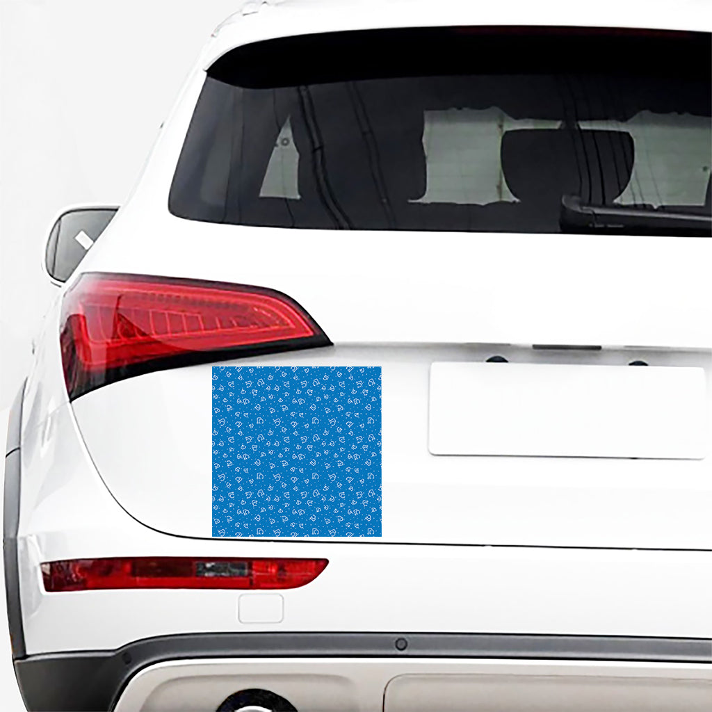 Blue And White Stethoscope Pattern Print Car Sticker