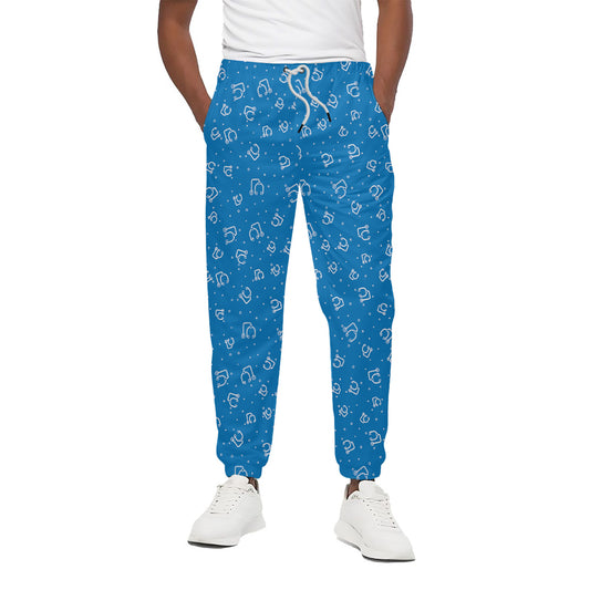Blue And White Stethoscope Pattern Print Cotton Pants
