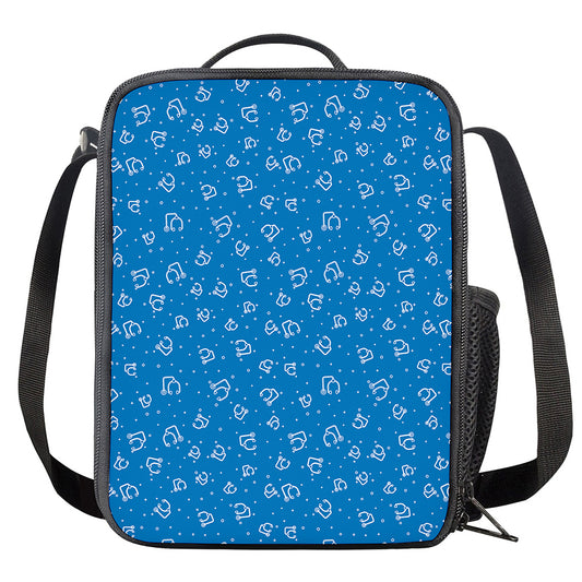 Blue And White Stethoscope Pattern Print Crossbody Lunch Bag