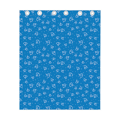 Blue And White Stethoscope Pattern Print Curtain