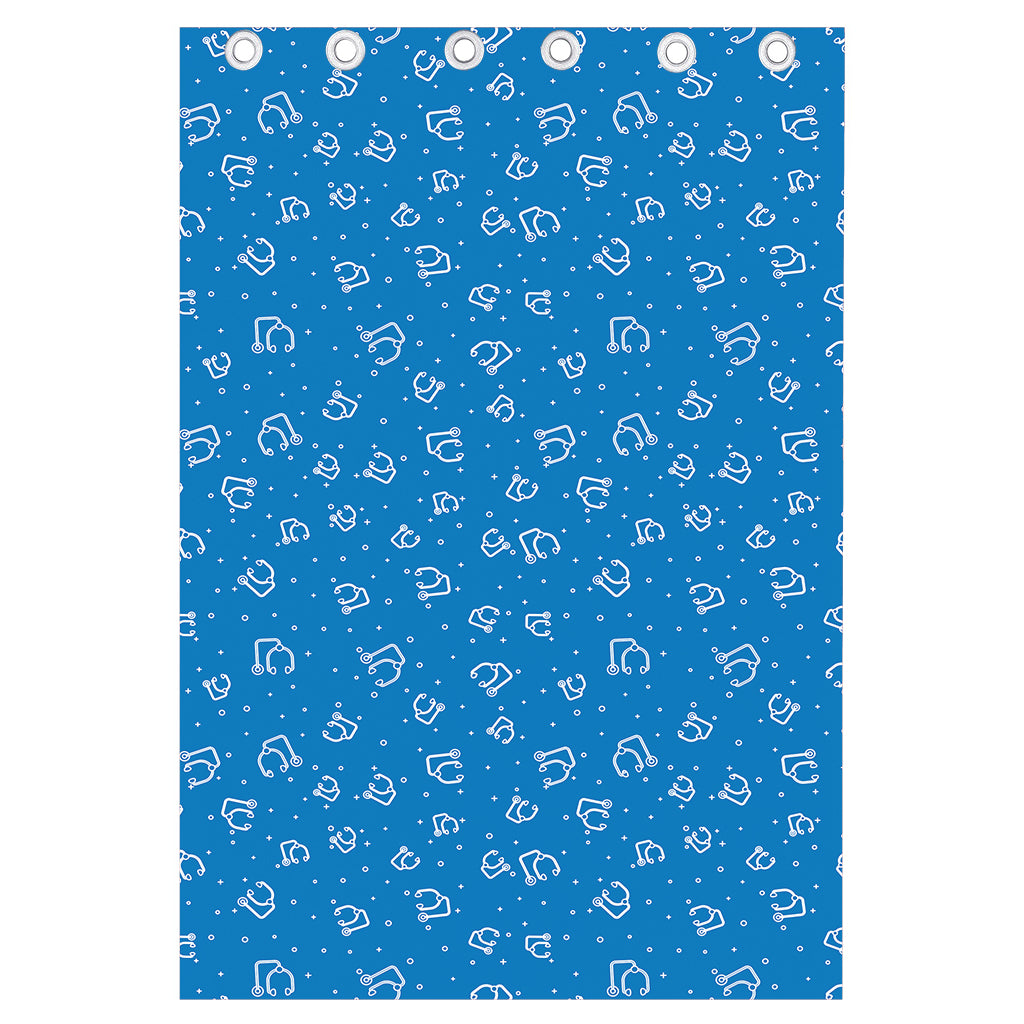 Blue And White Stethoscope Pattern Print Curtain