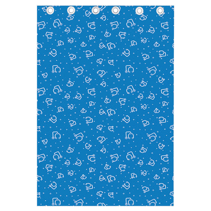 Blue And White Stethoscope Pattern Print Curtain